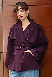 Mürdüm Kemerli trençkot