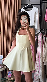 Halter yaka mini elbise