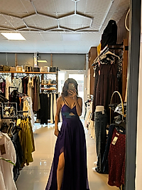 pencere detaylı mor abiye