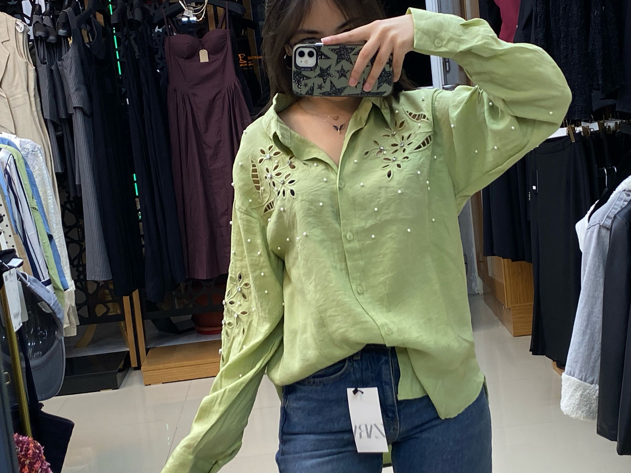 boncuk işlemeli gömlek