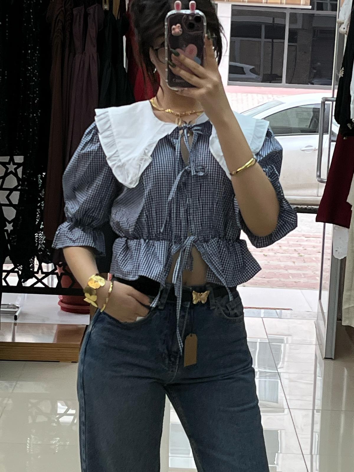 potikareli yakalı gömlek