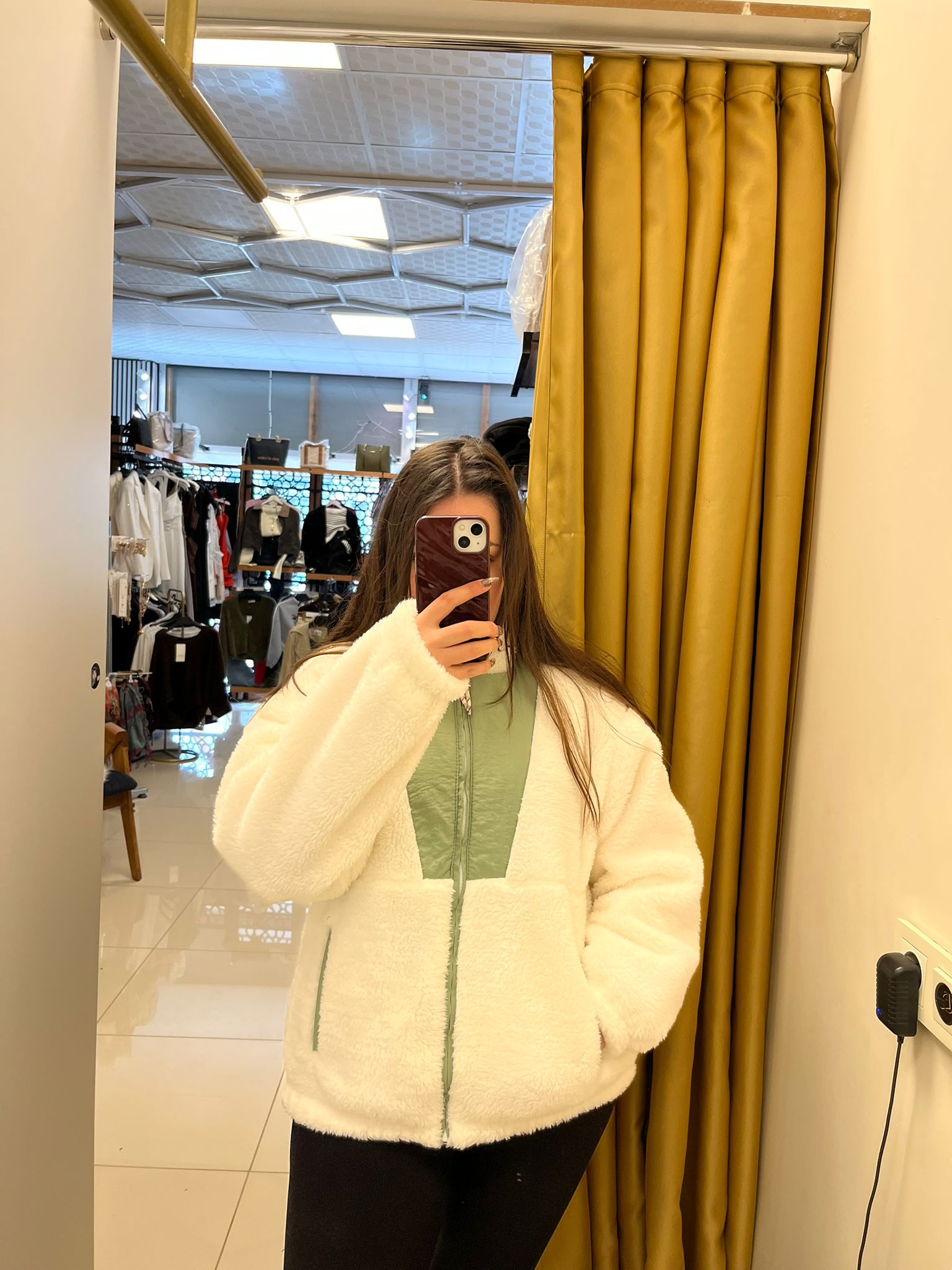 peluş fermuarlı polar mont