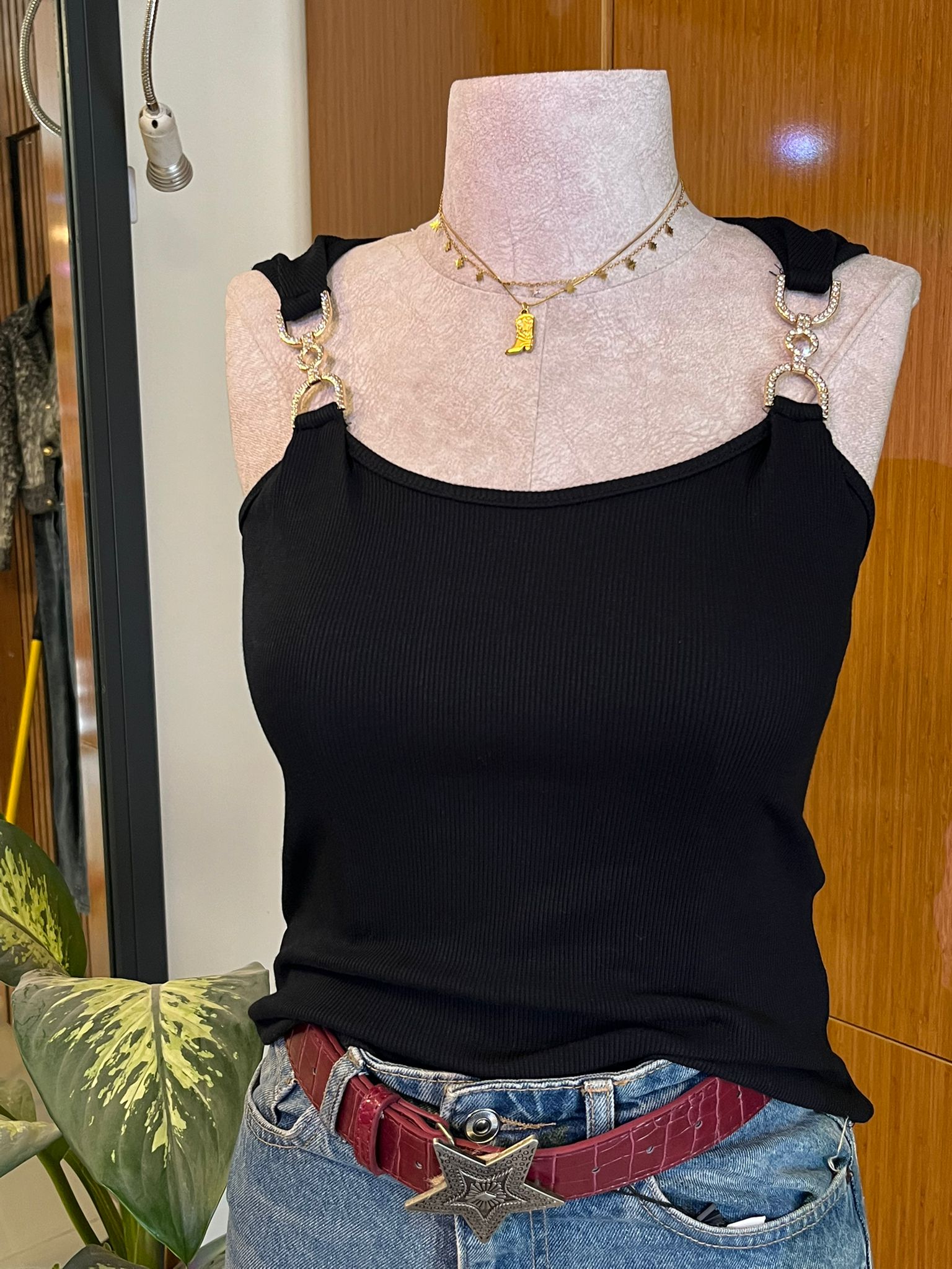 Gold Taş detaylı atlet