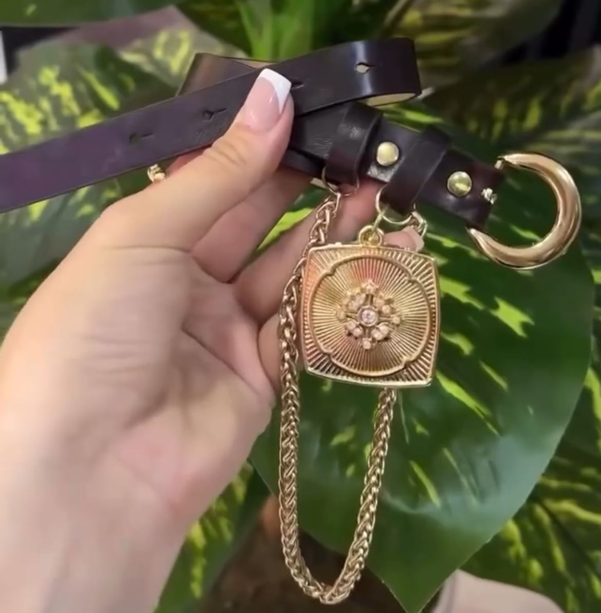 Sallamalı gold deri kemer